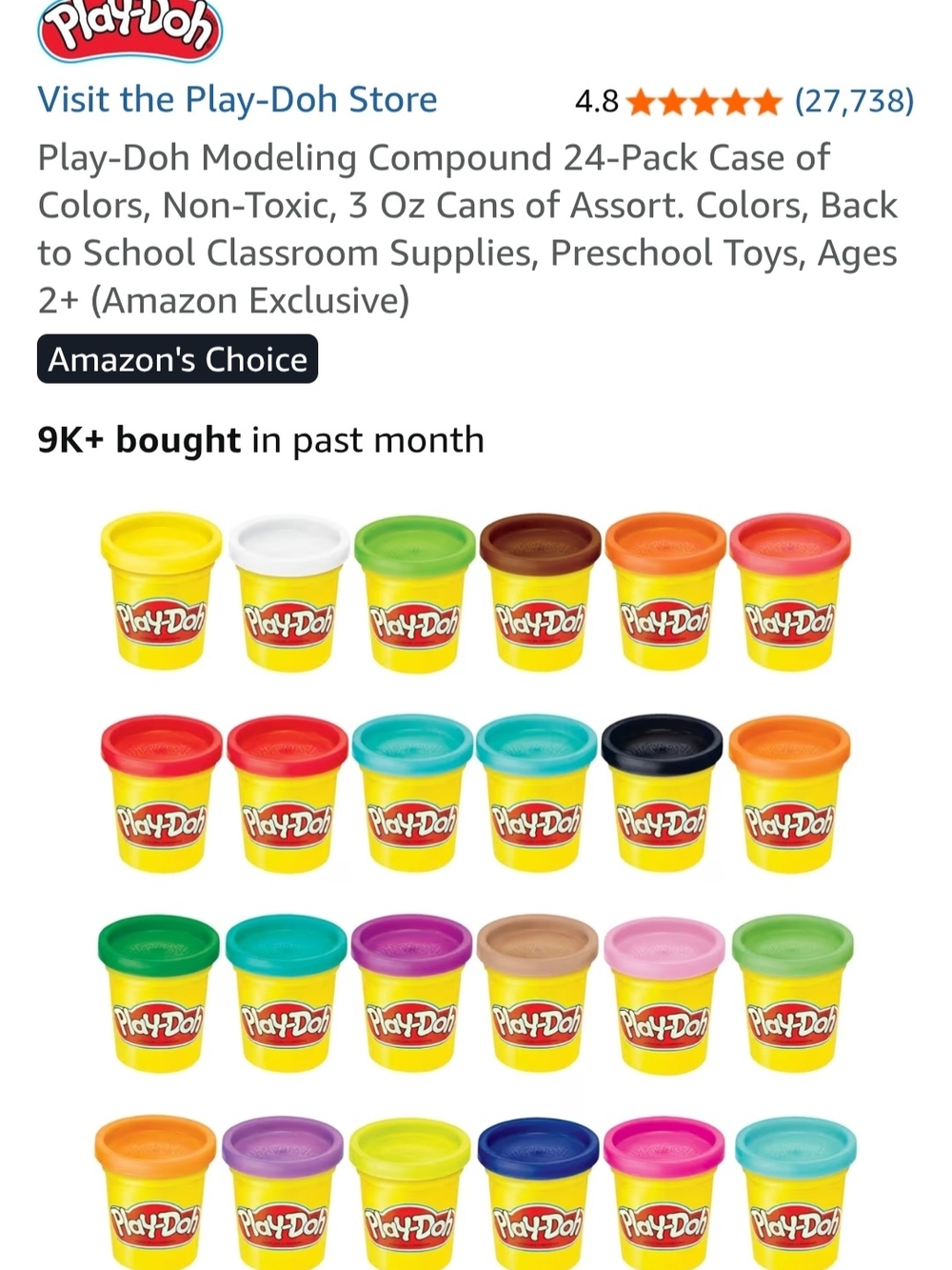 Play‑Doh 24‑Pack Modeling Compound — Assorted Colors